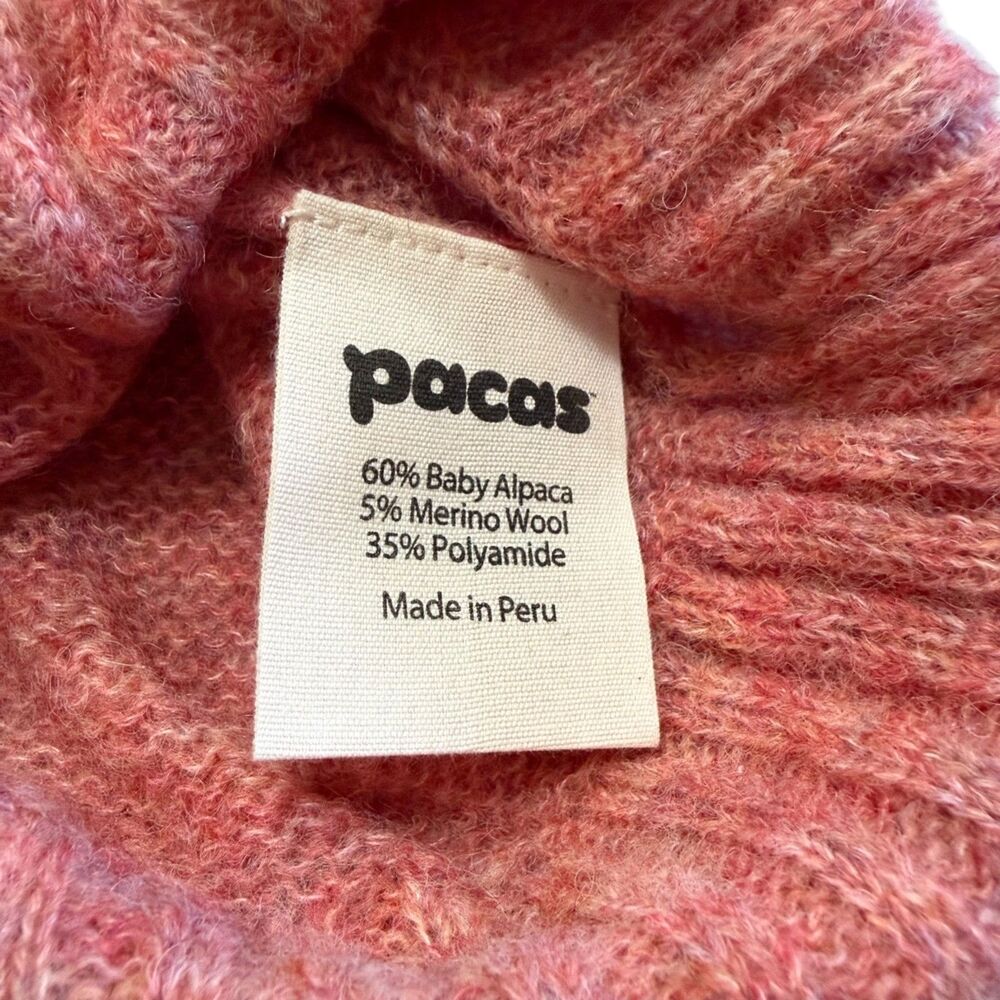 Pacas Sweater Baby Alpaca Merino Wool Coral Crewneck Pointelle Sleeves Womens XL - Picture 7 of 9